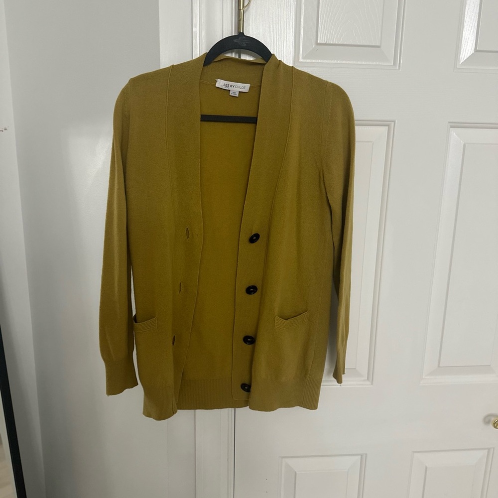 See By Chloé Mustard Open Cardigan